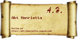 Abt Henrietta névjegykártya